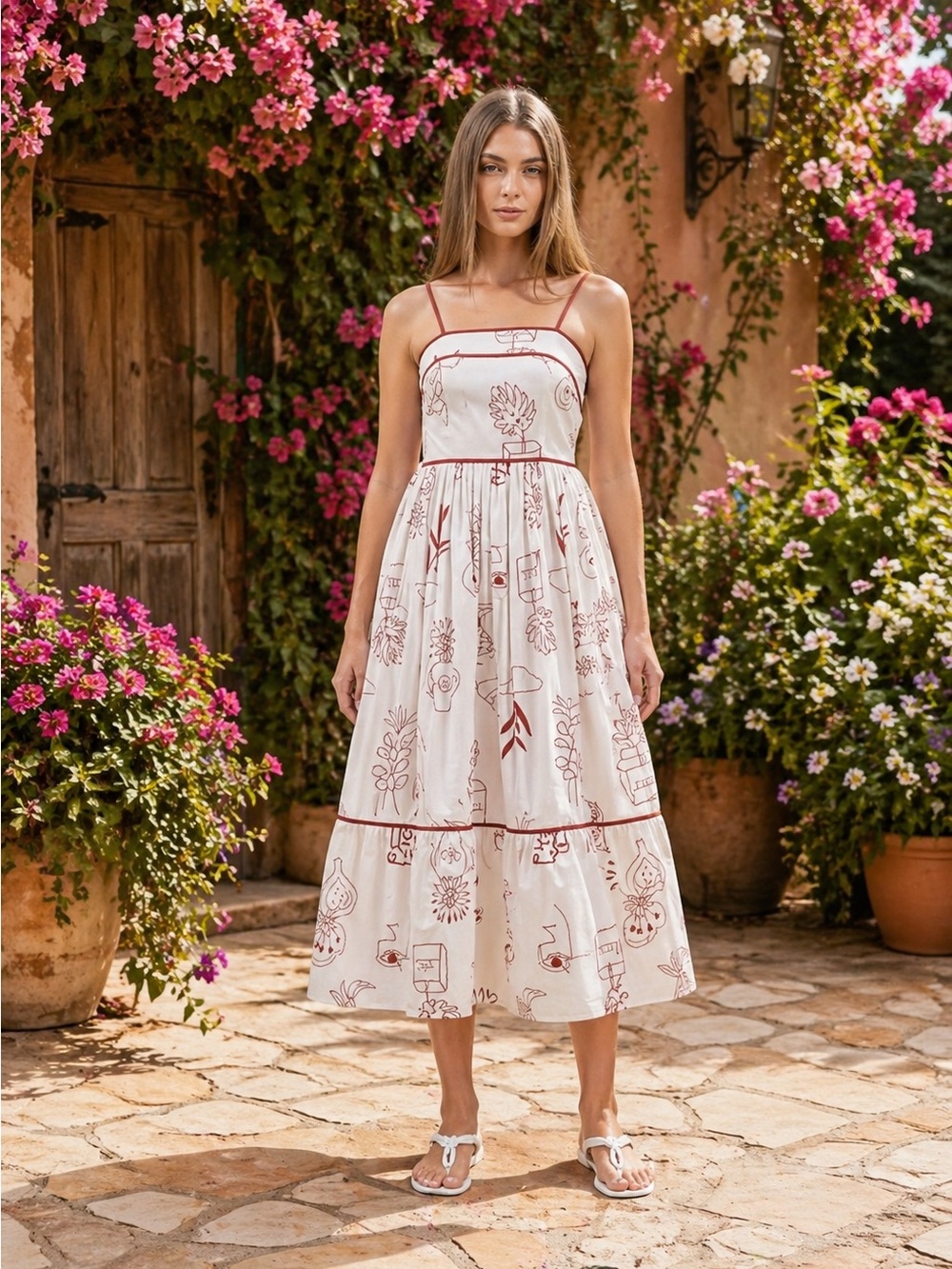 💜Firm Price💜NWOT Moon River palm print Midi Dress